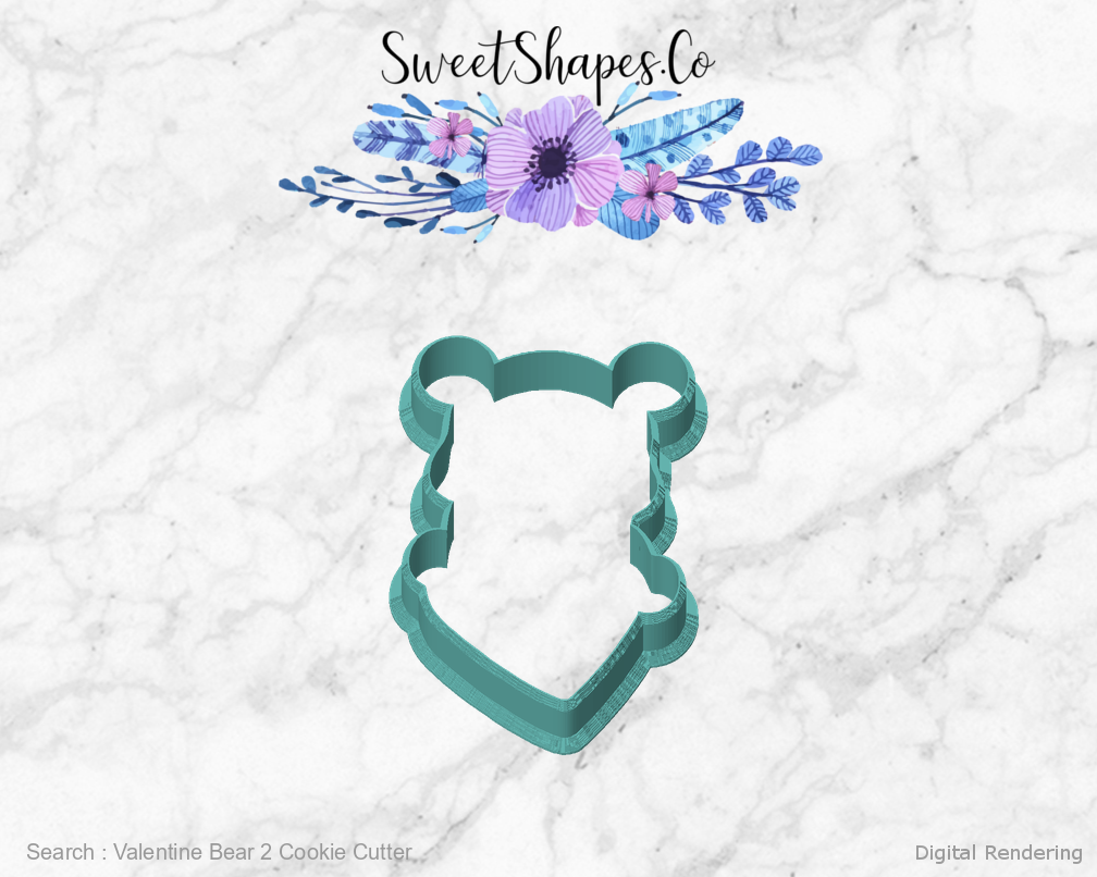 Valentine Bear 2 Cookie Cutter — front view