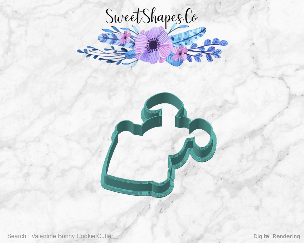 Valentine Bunny Cookie Cutter — angled front view