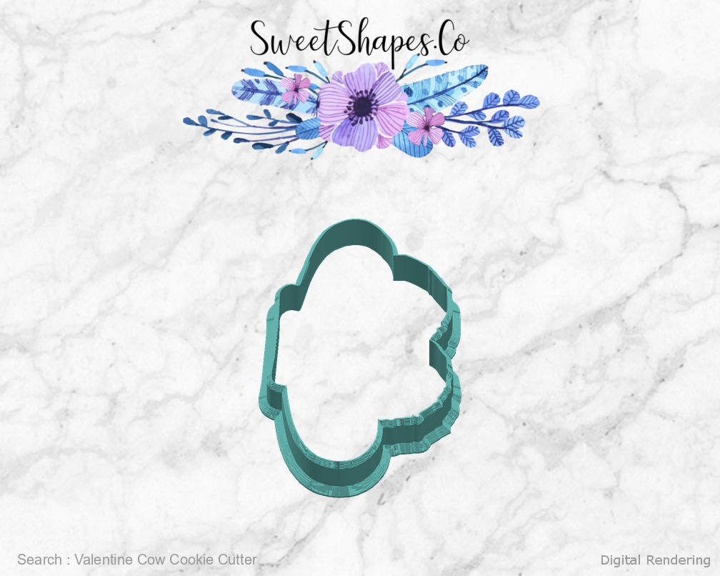 Valentine Cow Cookie Cutter — right view