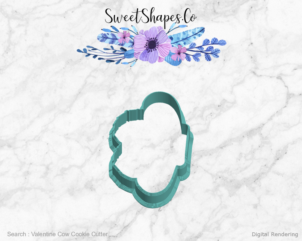 Valentine Cow Cookie Cutter — left view