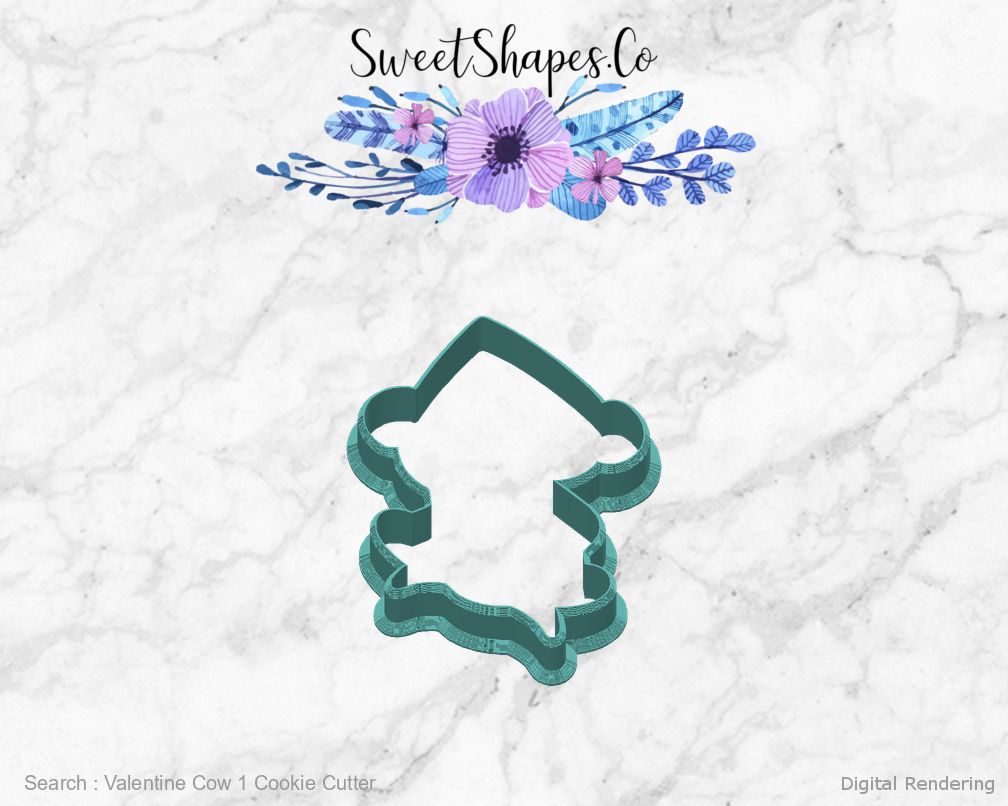 Valentine Cow 1 Cookie Cutter — back view