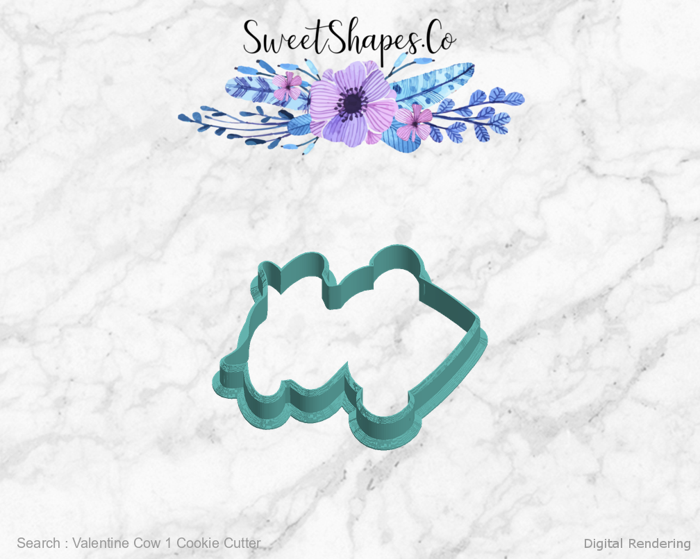 Valentine Cow 1 Cookie Cutter — left view