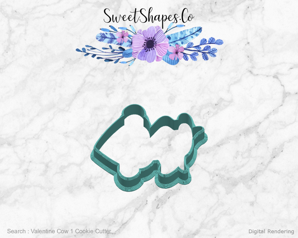 Valentine Cow 1 Cookie Cutter — right view