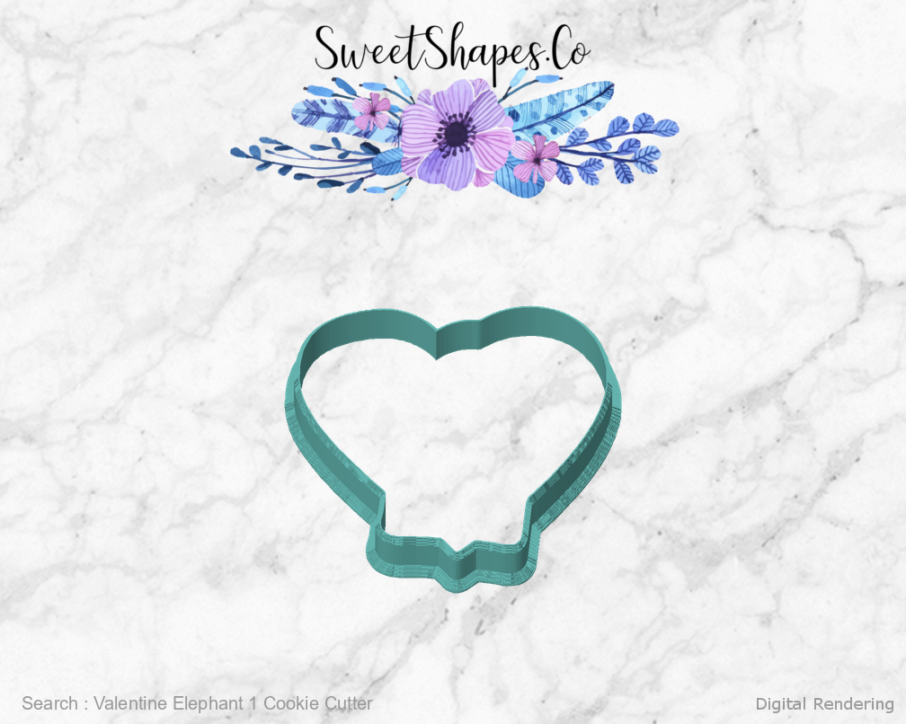Valentine Elephant 1 Cookie Cutter — front view