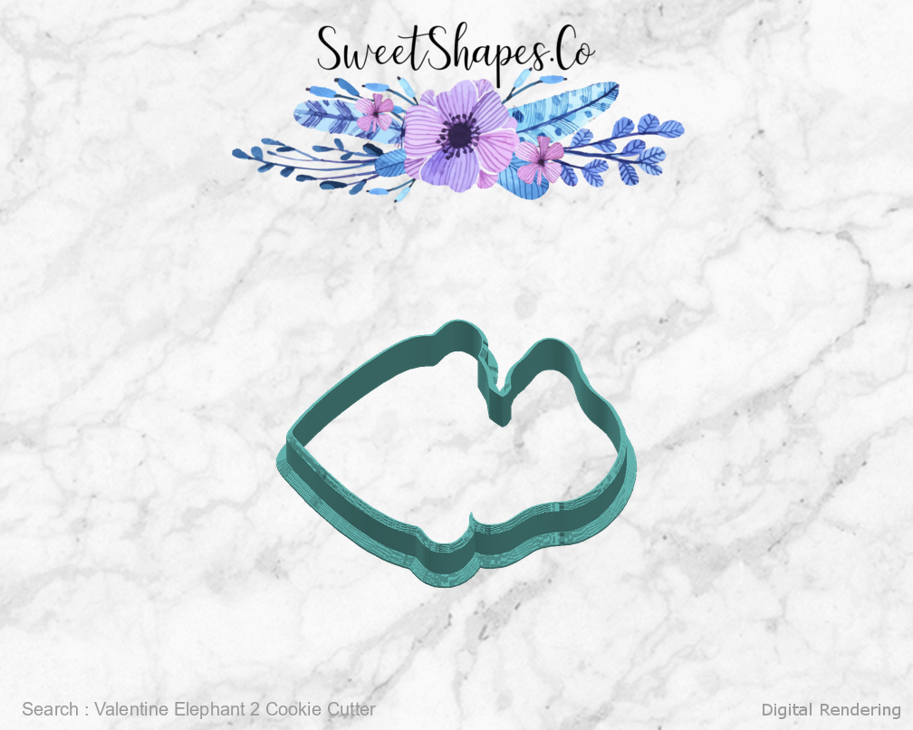 Valentine Elephant 2 Cookie Cutter — right view