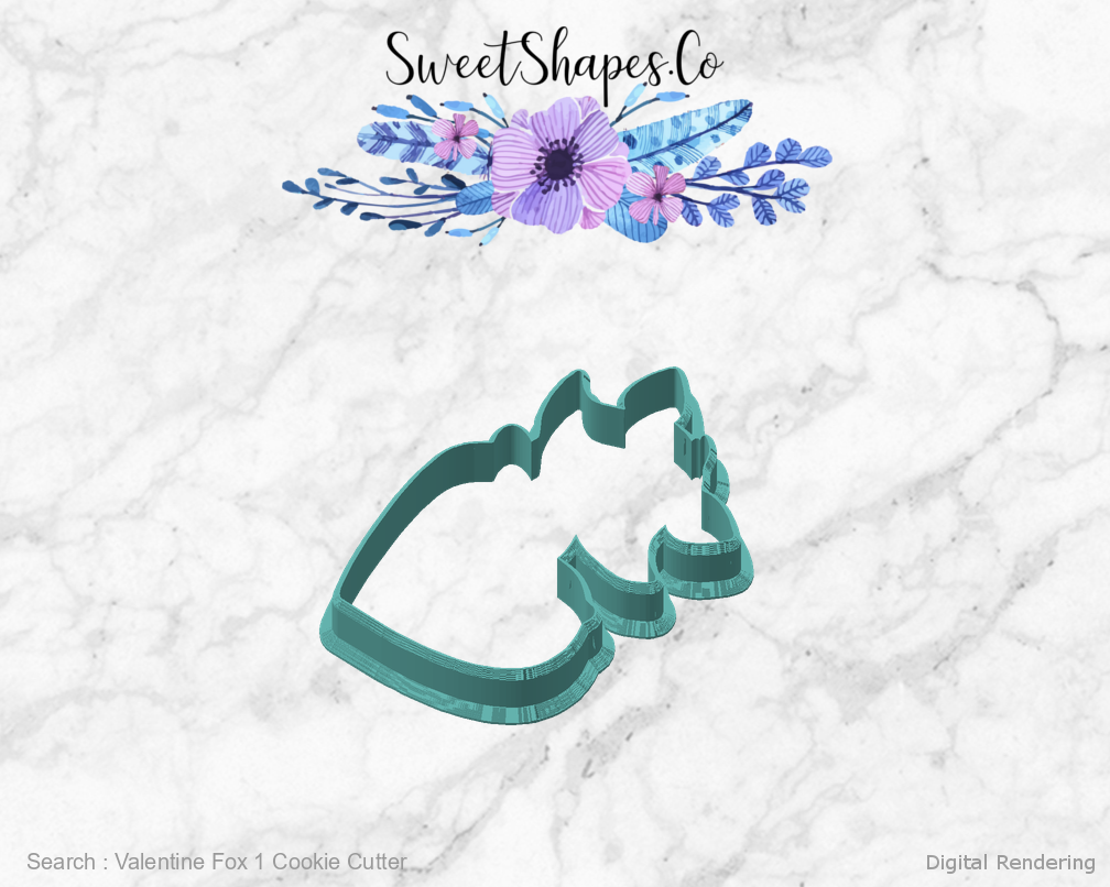 Valentine Fox 1 Cookie Cutter — angled front view