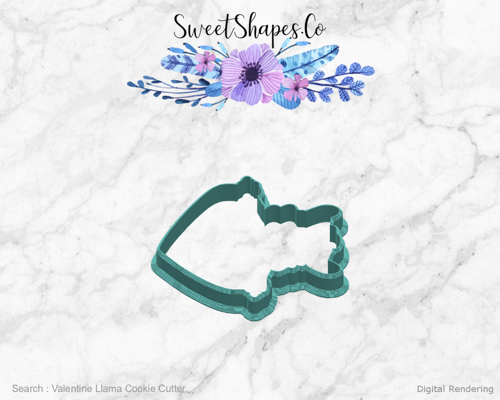 Valentine Llama Cookie Cutter — right view