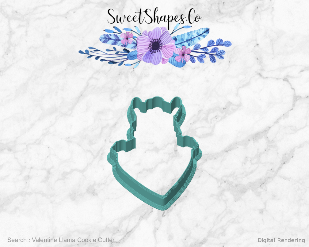 Valentine Llama Cookie Cutter — front view
