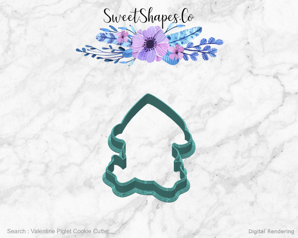 Valentine Piglet Cookie Cutter — back view