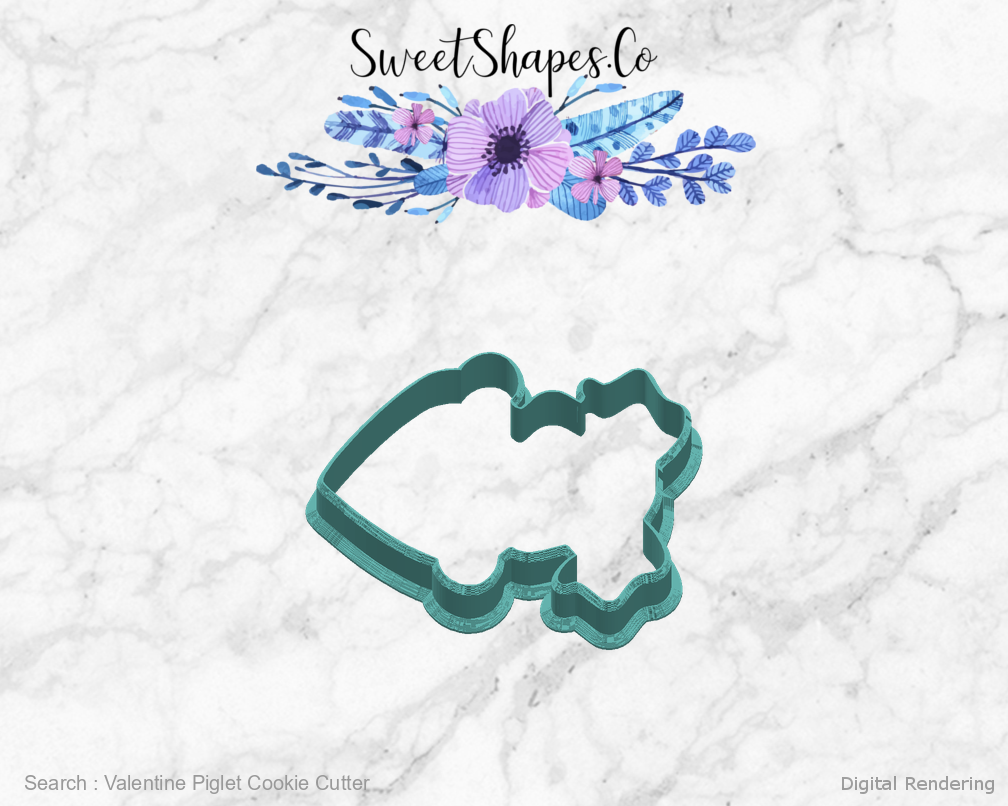 Valentine Piglet Cookie Cutter — right view