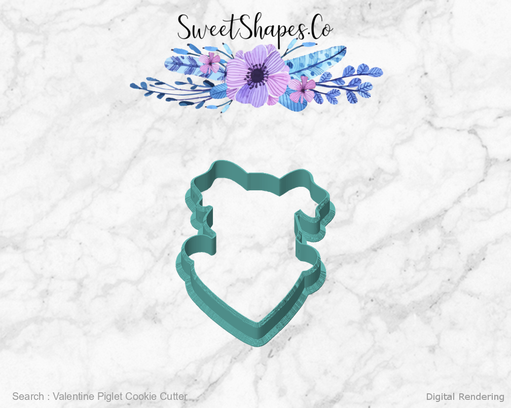 Valentine Piglet Cookie Cutter — front view