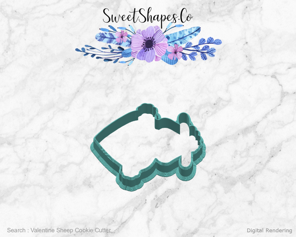 Valentine Sheep Cookie Cutter — right view