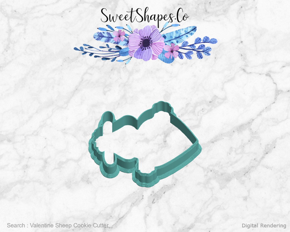 Valentine Sheep Cookie Cutter — left view
