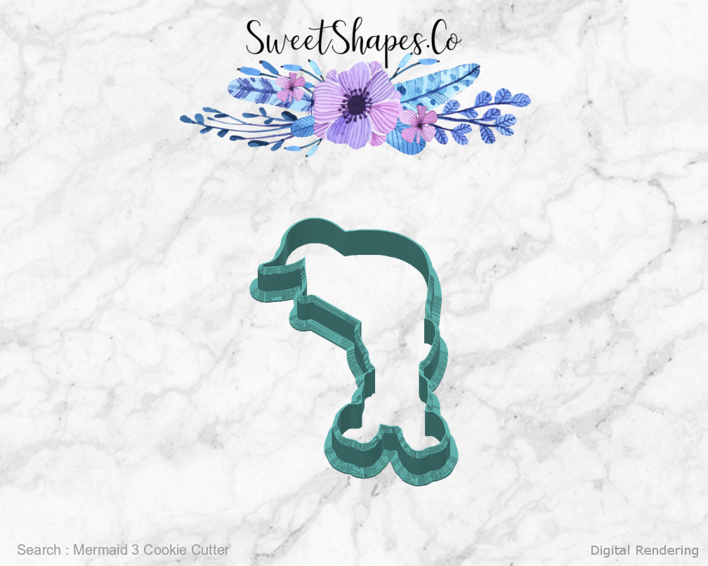 Mermaid 3 Cookie Cutter — back view