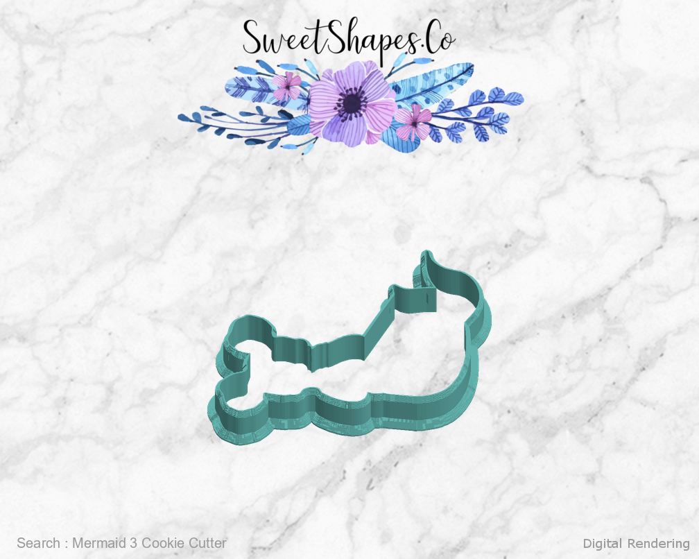 Mermaid 3 Cookie Cutter — left view
