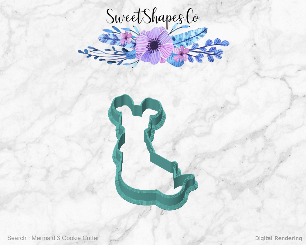 Mermaid 3 Cookie Cutter — front view