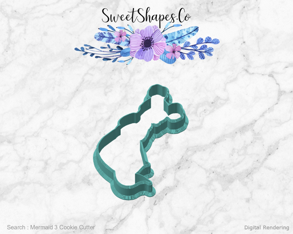 Mermaid 3 Cookie Cutter — angled front view