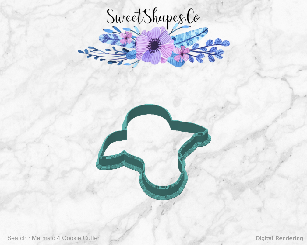 Mermaid 4 Cookie Cutter — back view