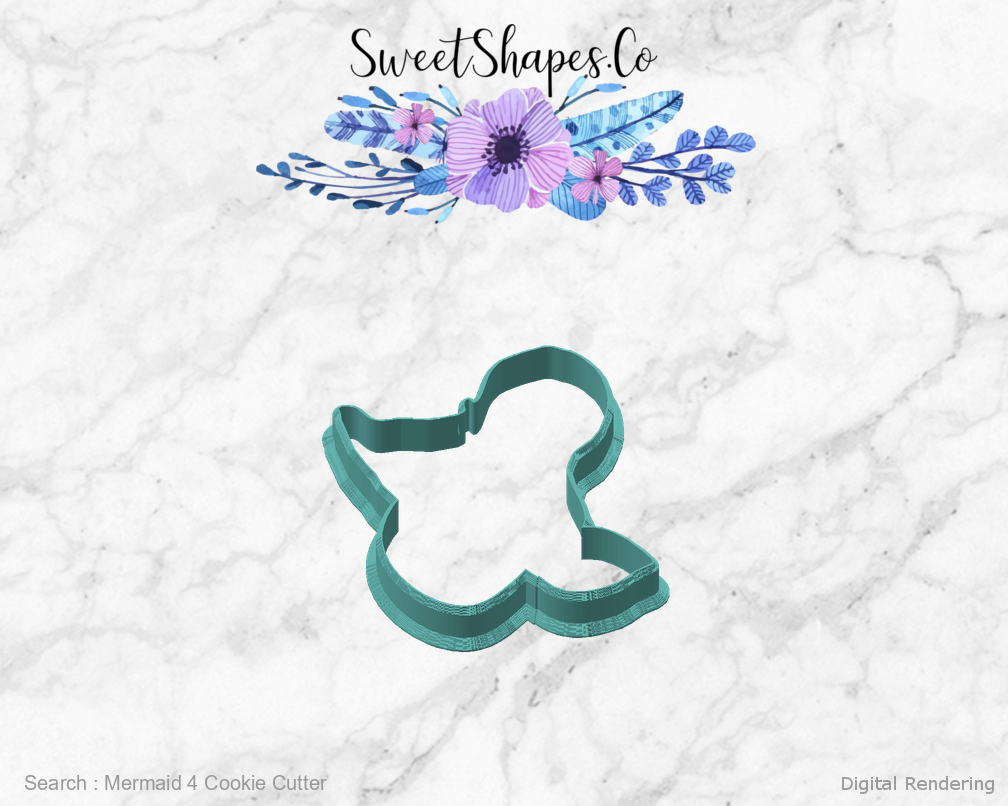 Mermaid 4 Cookie Cutter — angled front view