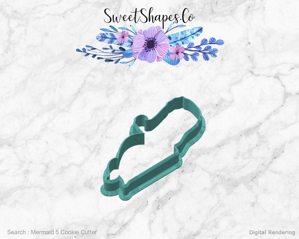 Mermaid 5 Cookie Cutter — angled front view