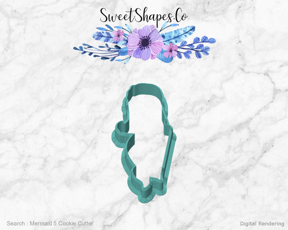 Mermaid 5 Cookie Cutter — front view