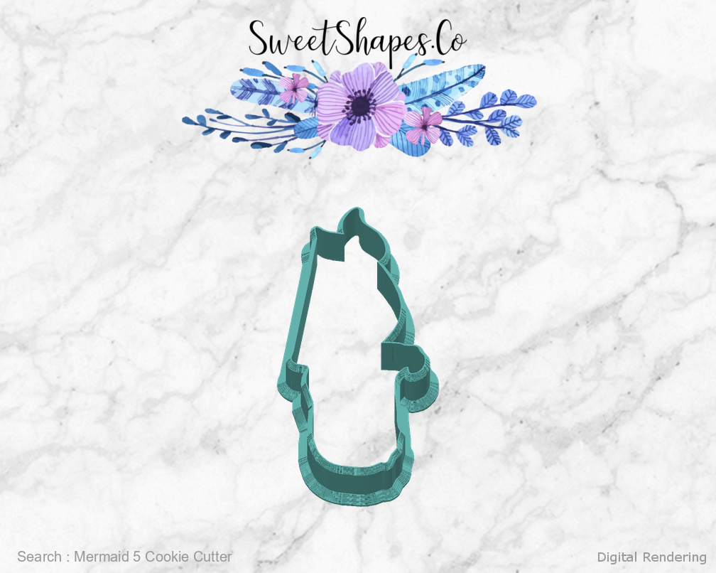 Mermaid 5 Cookie Cutter — back view