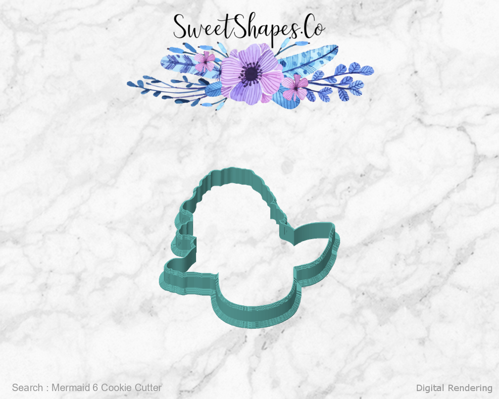 Mermaid 6 Cookie Cutter — front view
