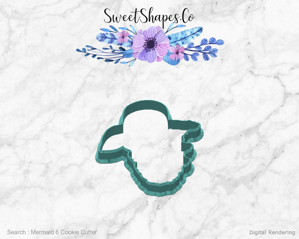 Mermaid 6 Cookie Cutter — back view