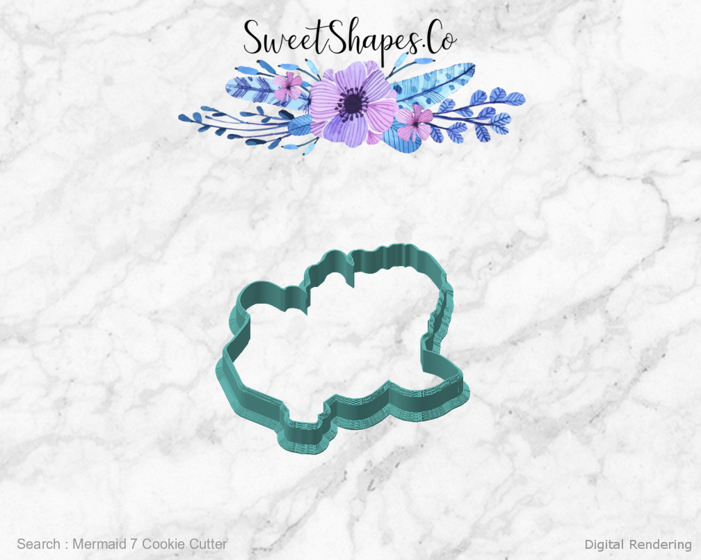 Mermaid 7 Cookie Cutter — angled front view
