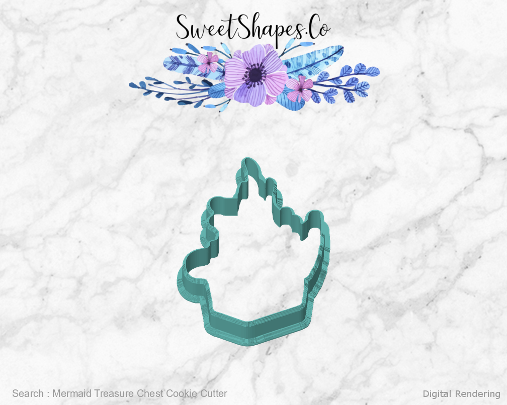 Mermaid Treasure Chest Cookie Cutter — front view
