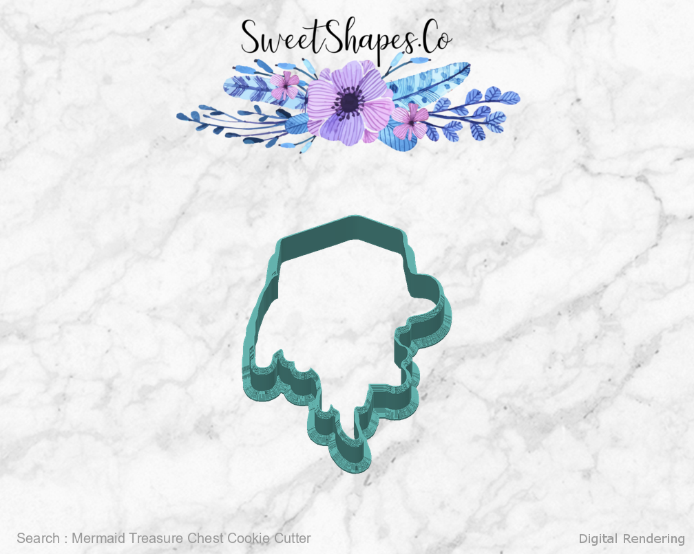 Mermaid Treasure Chest Cookie Cutter — back view