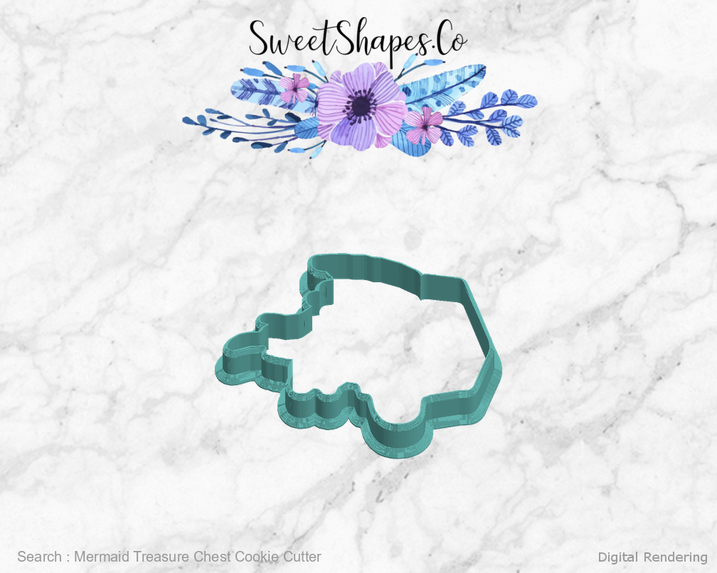 Mermaid Treasure Chest Cookie Cutter — left view