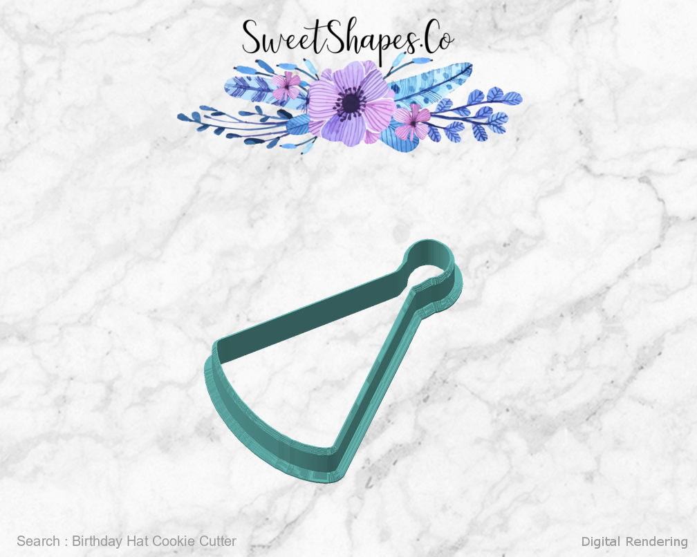Birthday Hat Cookie Cutter — angled front view