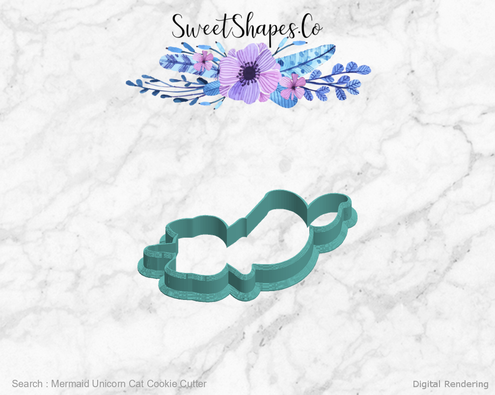 Mermaid Unicorn Cat Cookie Cutter — left view