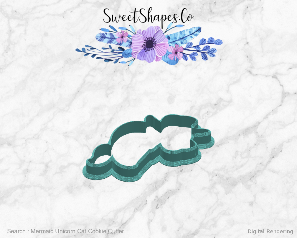 Mermaid Unicorn Cat Cookie Cutter — right view