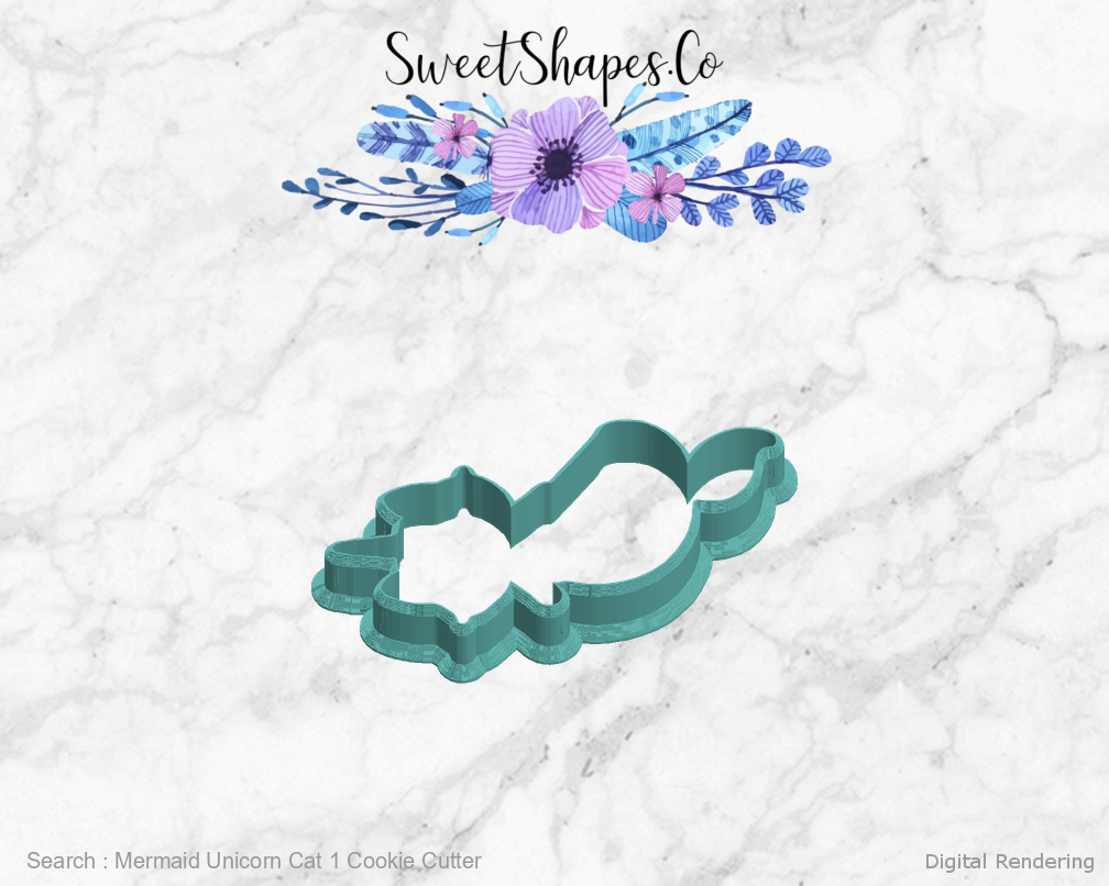 Mermaid Unicorn Cat 1 Cookie Cutter — left view
