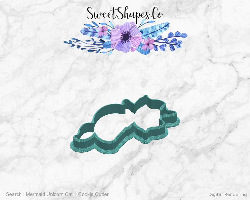 Mermaid Unicorn Cat 1 Cookie Cutter — right view