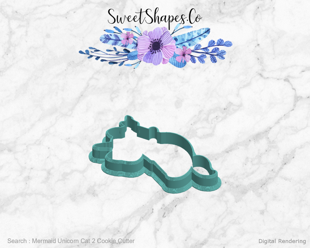 Mermaid Unicorn Cat 2 Cookie Cutter — left view