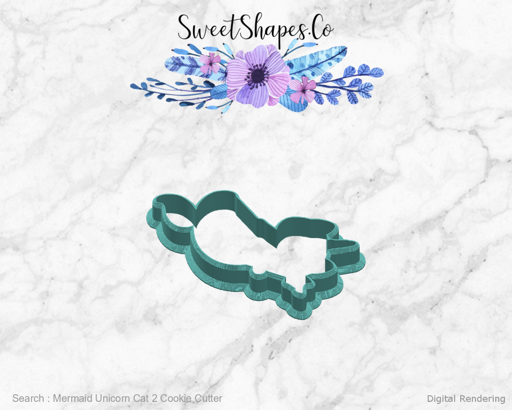 Mermaid Unicorn Cat 2 Cookie Cutter — right view