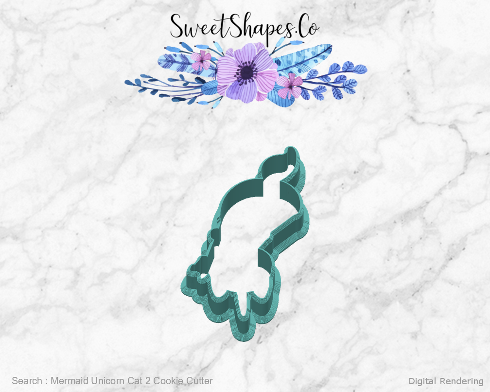 Mermaid Unicorn Cat 2 Cookie Cutter — back view