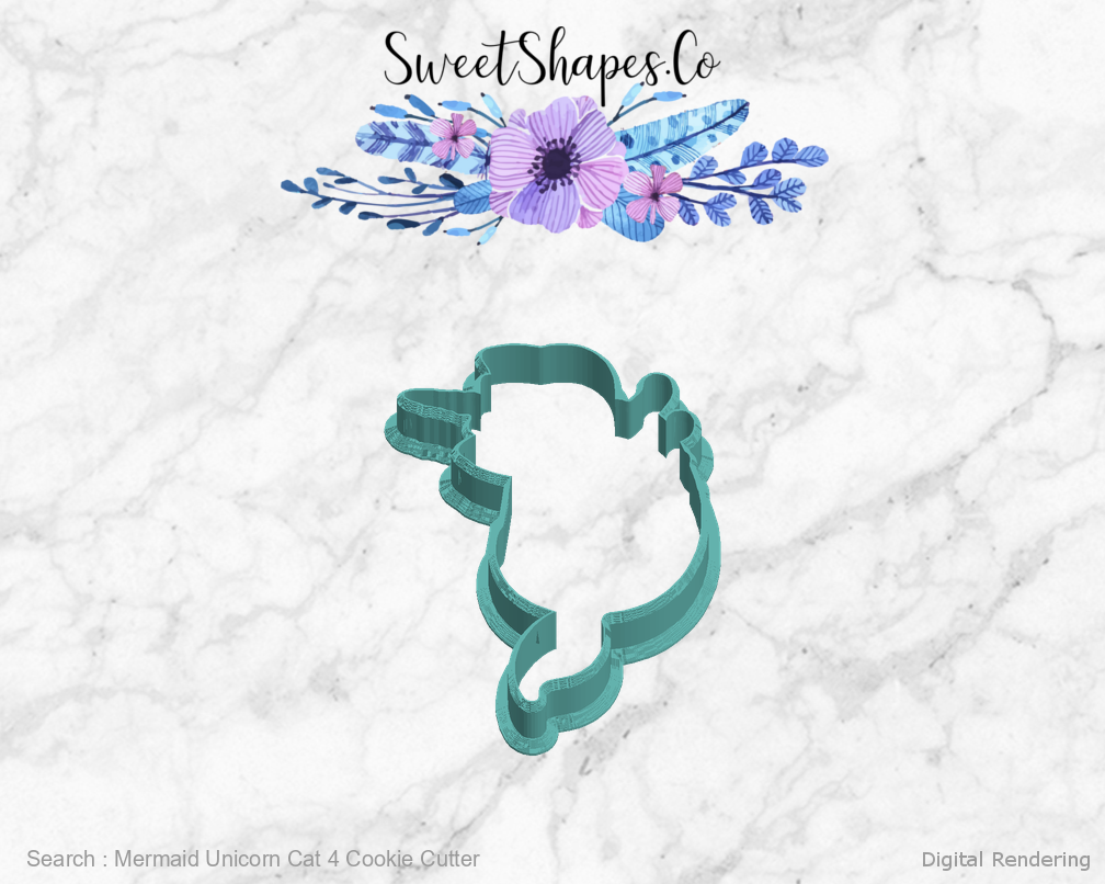 Mermaid Unicorn Cat 4 Cookie Cutter — left view