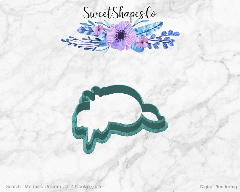 Mermaid Unicorn Cat 4 Cookie Cutter — back view