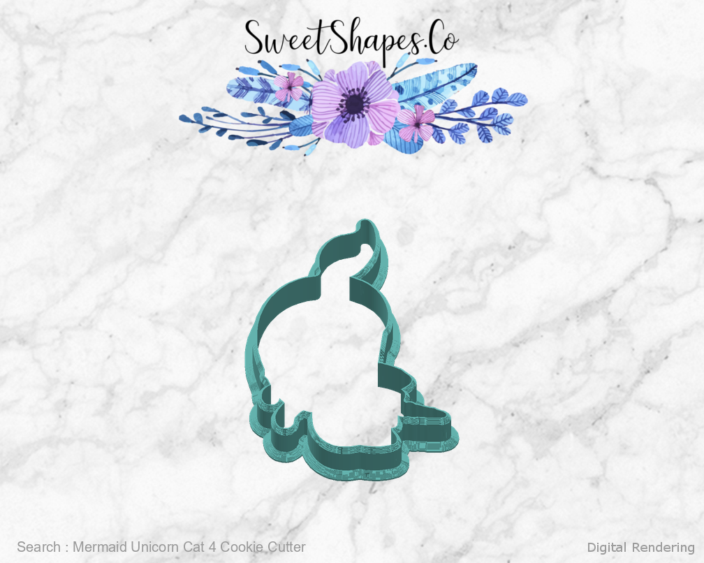 Mermaid Unicorn Cat 4 Cookie Cutter — right view