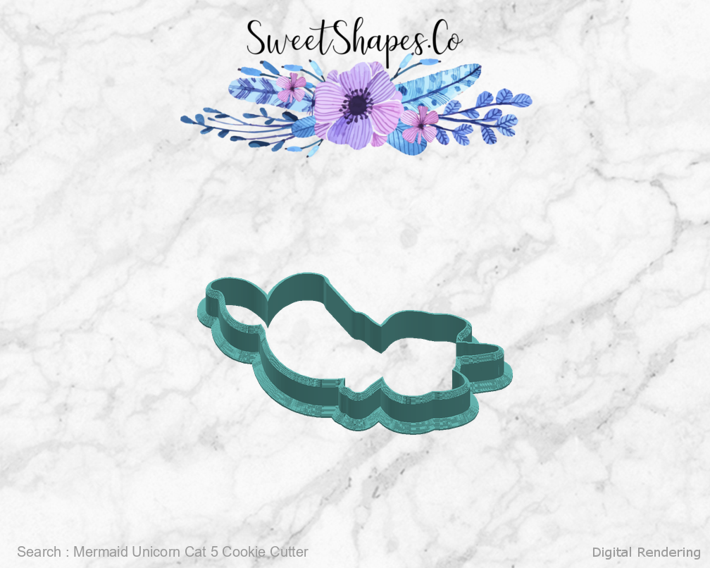 Mermaid Unicorn Cat 5 Cookie Cutter — right view