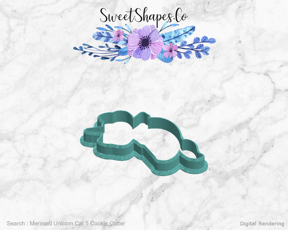 Mermaid Unicorn Cat 5 Cookie Cutter — left view