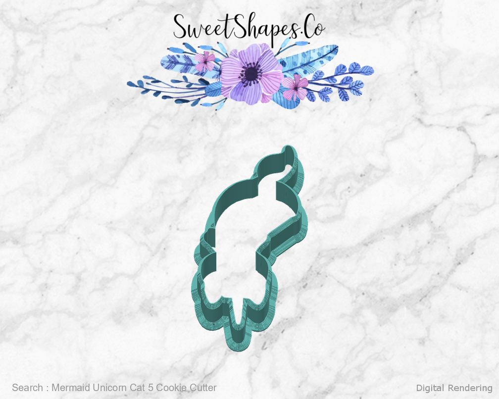 Mermaid Unicorn Cat 5 Cookie Cutter — back view