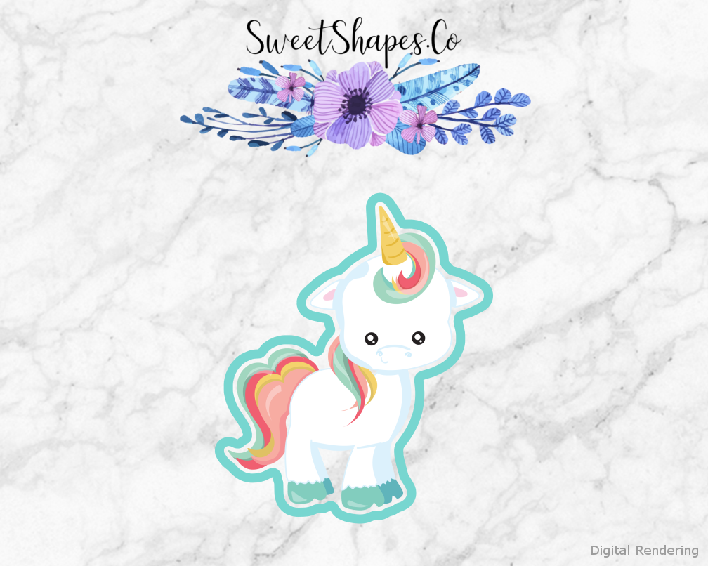 Standing Unicorn Cookie Cutter — artwork with a close-fitting teal outline