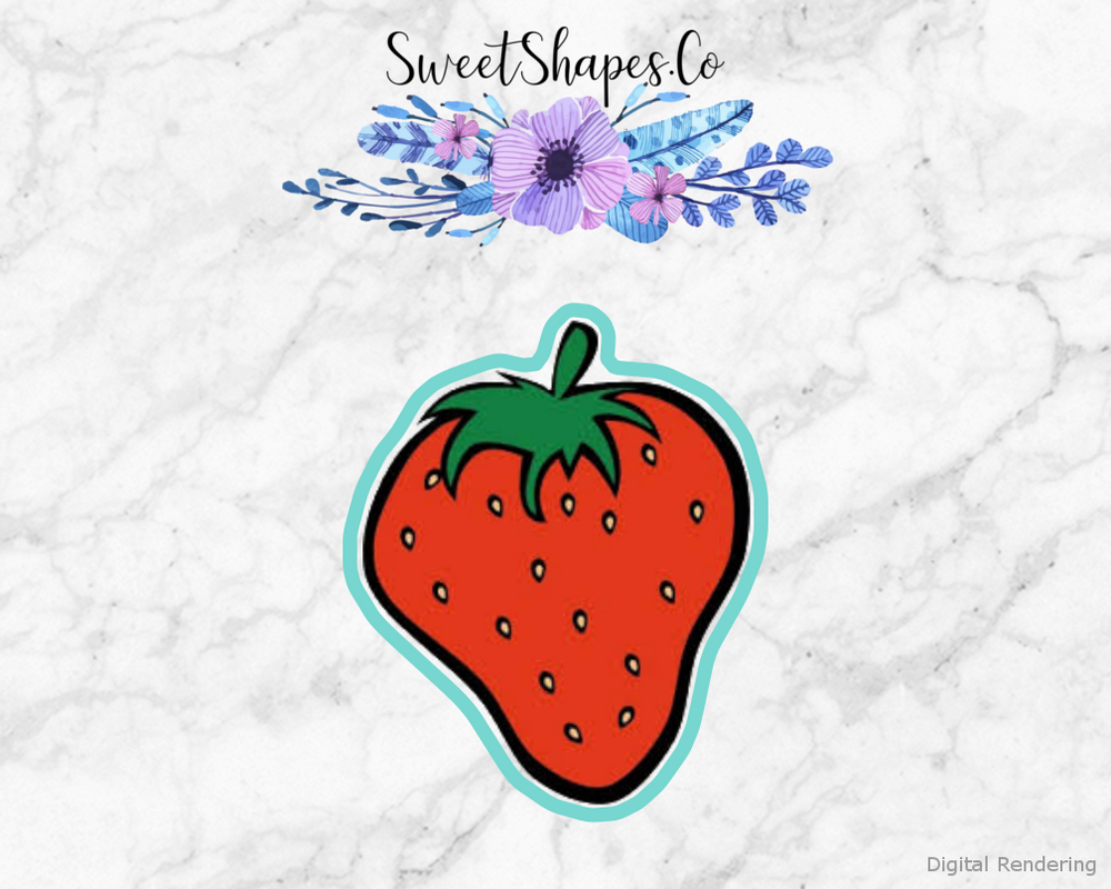 Strawberry Cookie Cutter — artwork with a close-fitting teal outline