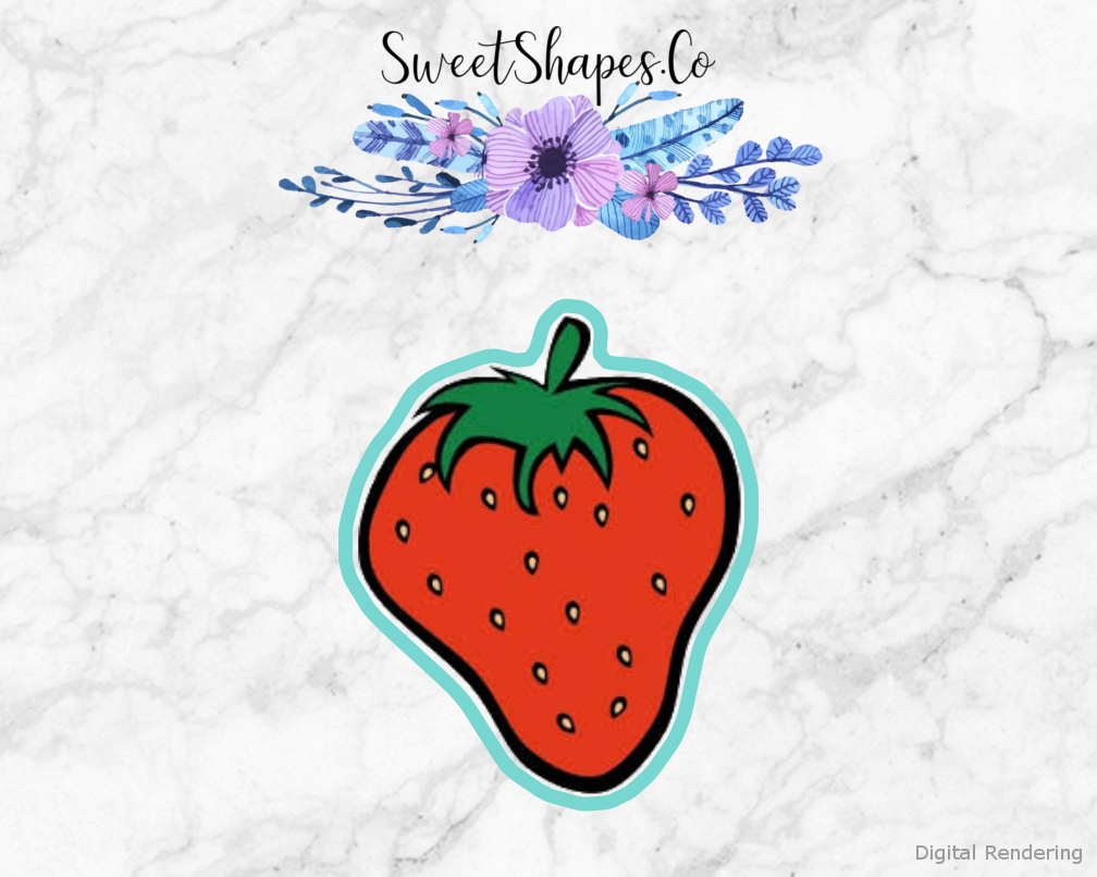 Strawberry Cookie Cutter — artwork with a close-fitting teal outline