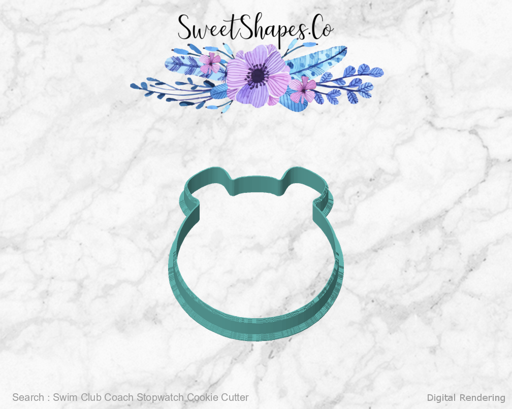 Swim Club Coach Stopwatch Cookie Cutter — 01-front manufacturing preview